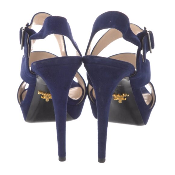 Prada Blue Suede Platform Sandals-Size 36 (US 6) - Picture 4 of 5